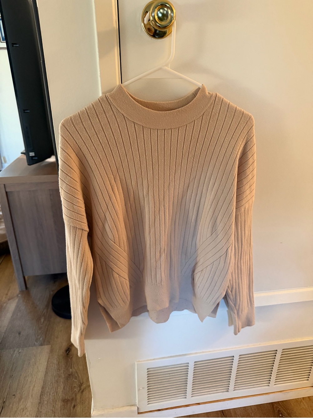Abercrombie & Fitch Beige Ribbed Mock Neck Sweater